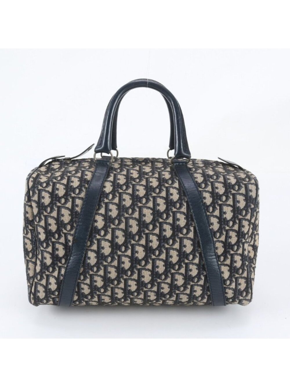 Dior Trotter Mini Boston Leather Tote Bag Hand Navy